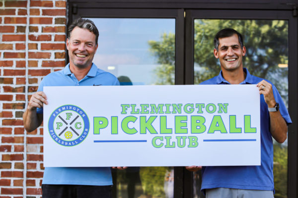 Flemington Pickleball Club Bob+Eric outside sign
